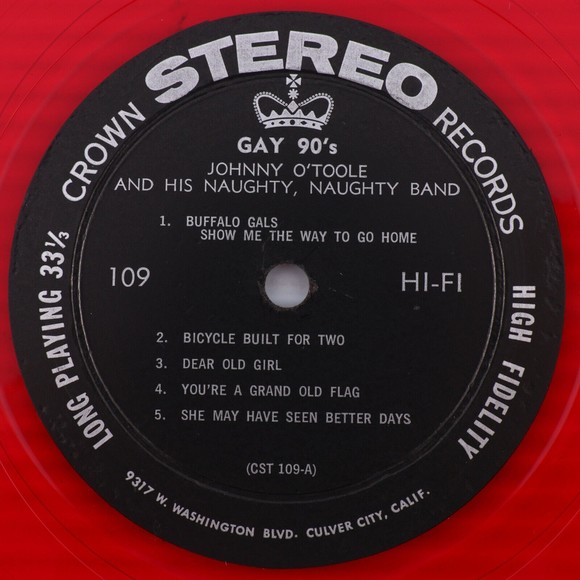 Johnny O'Toole & His Naughty Band, The Gay 90's 1958 LP Record CST 109 Red Vinyl - Picture 10 of 16